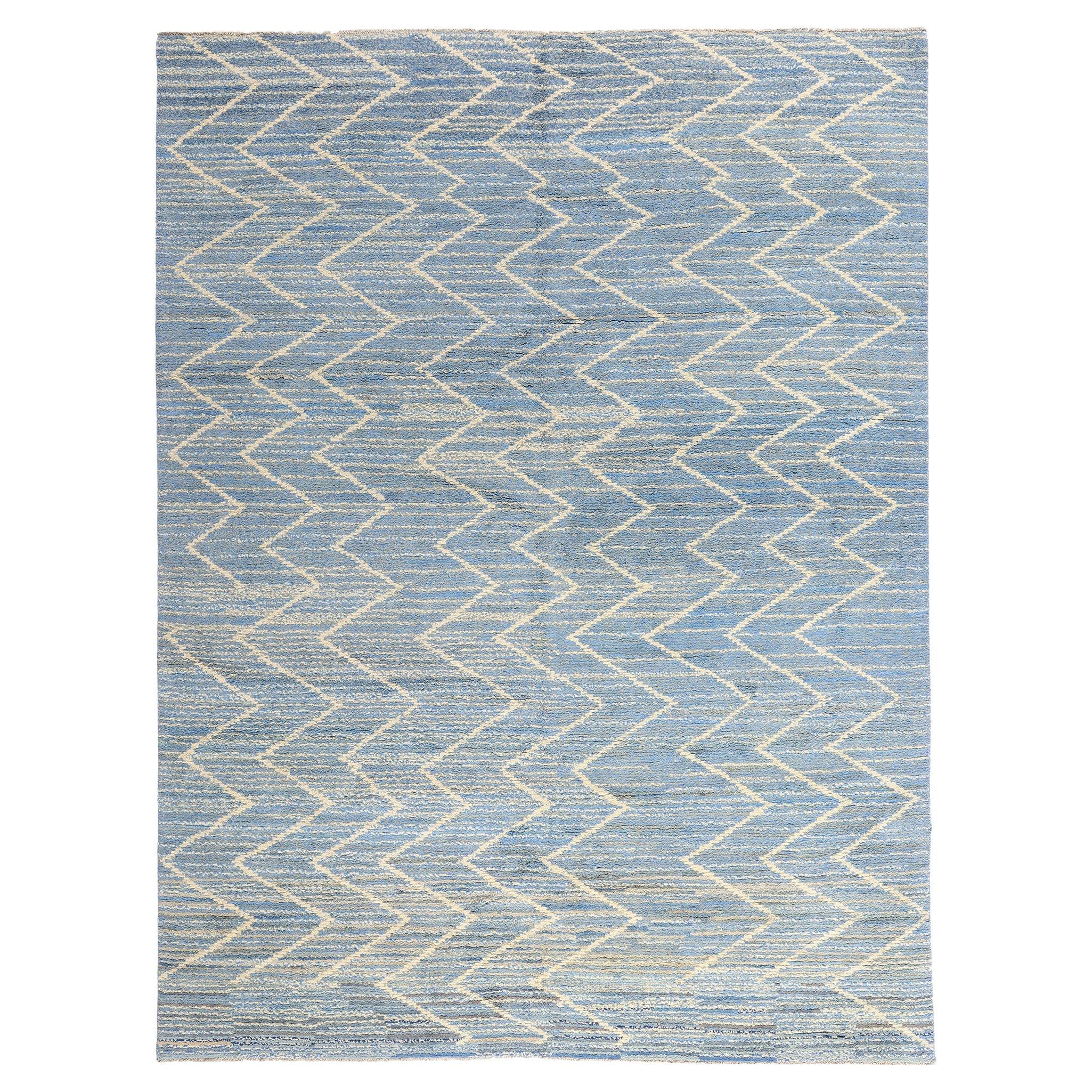 New Contemporary Blue Moroccan Rug (tapis marocain contemporain bleu)
