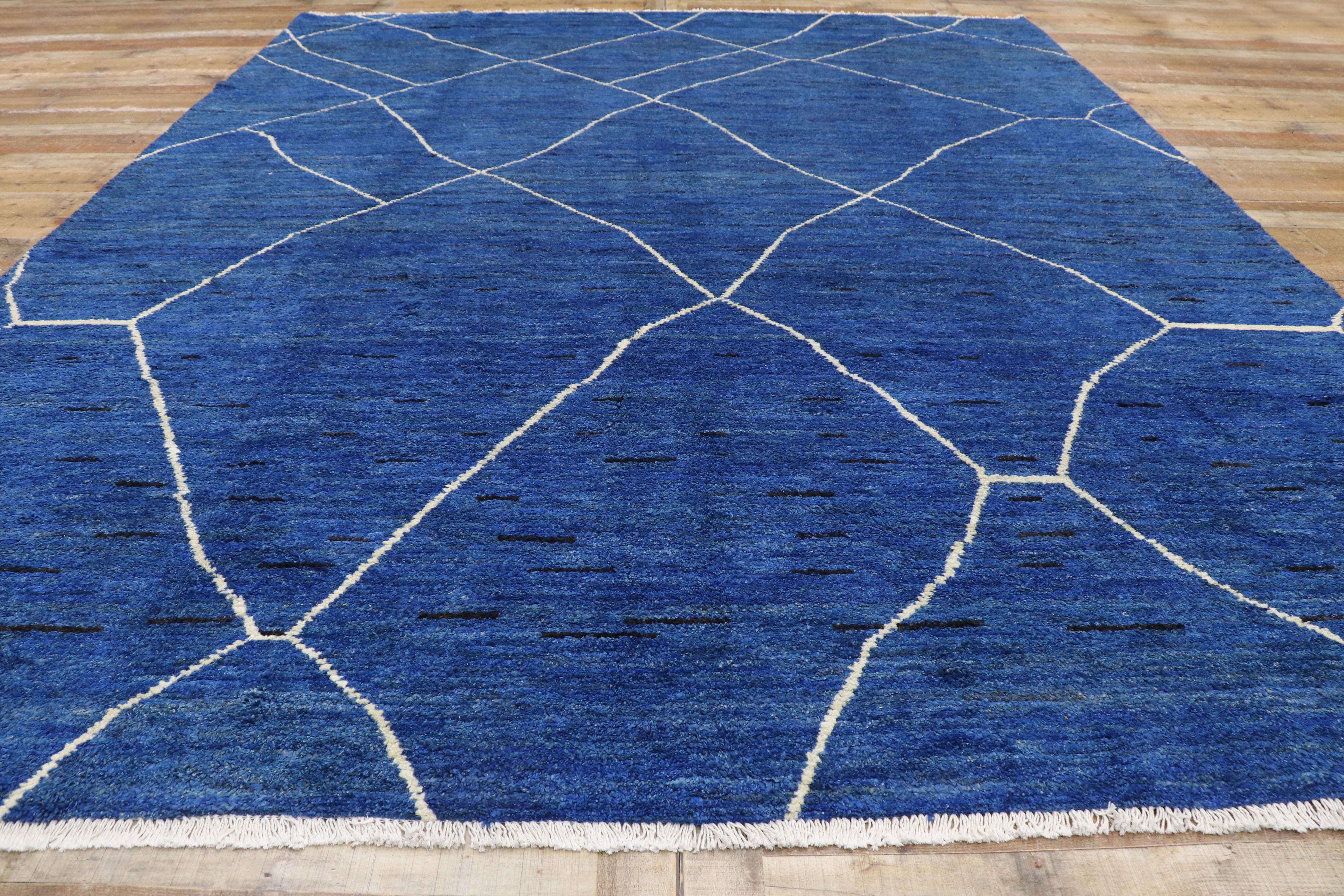 New Contemporary Blue Moroccan Style Rug with Abstract Expressionist Style 4