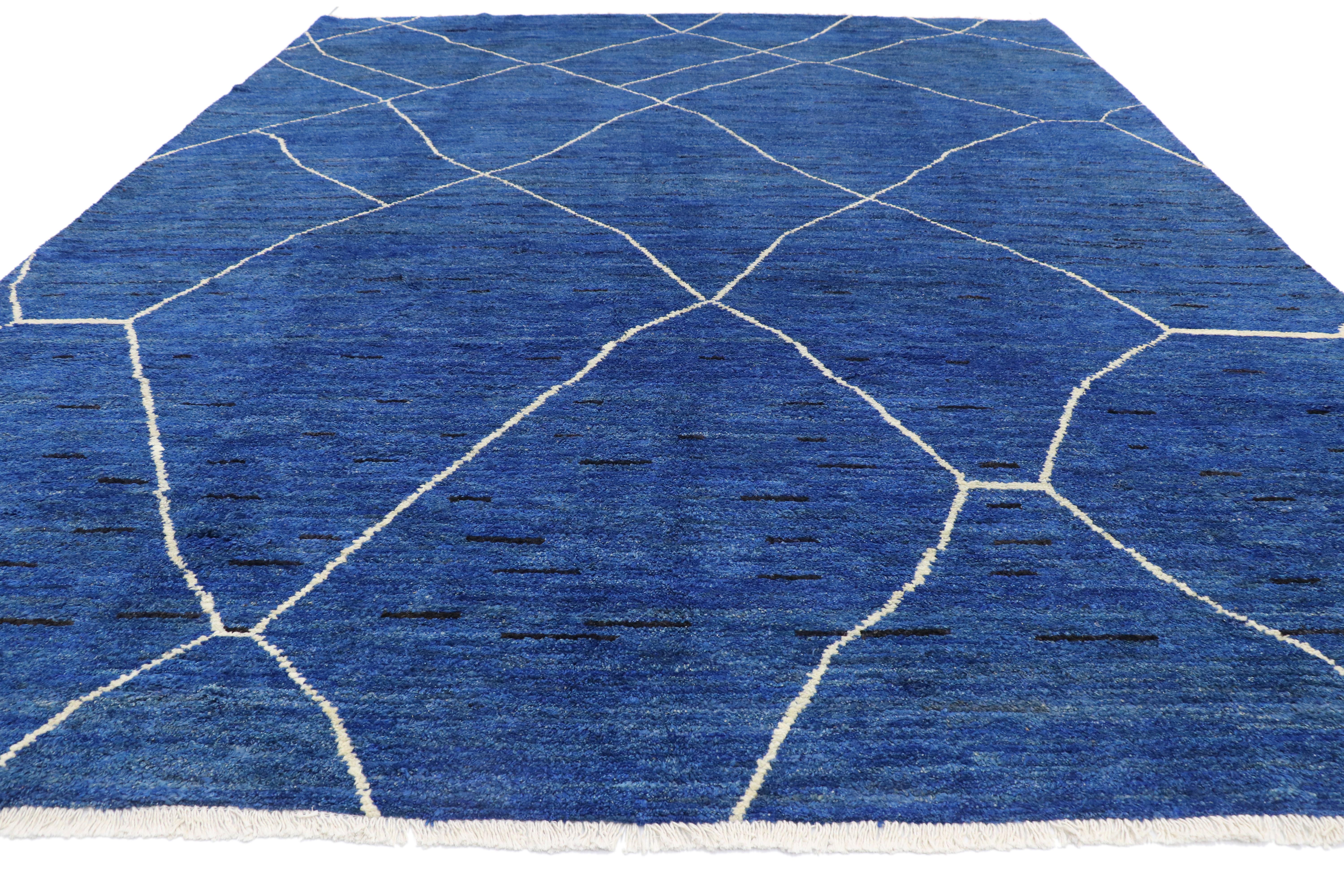 New Contemporary Blue Moroccan Style Rug with Abstract Expressionist Style In New Condition In Dallas, TX