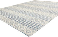 New Contemporary Blue Moroccan Textured High-Low Rug