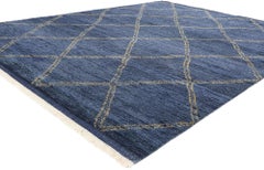New Contemporary Blue Moroccan Trellis Carpet
