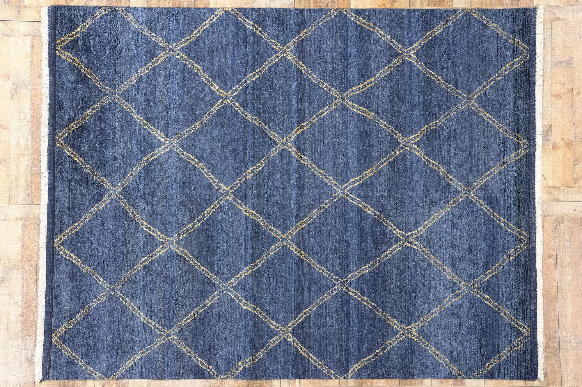 Nuovo Tappeto a traliccio marocchino blu contemporaneo in vendita 1
