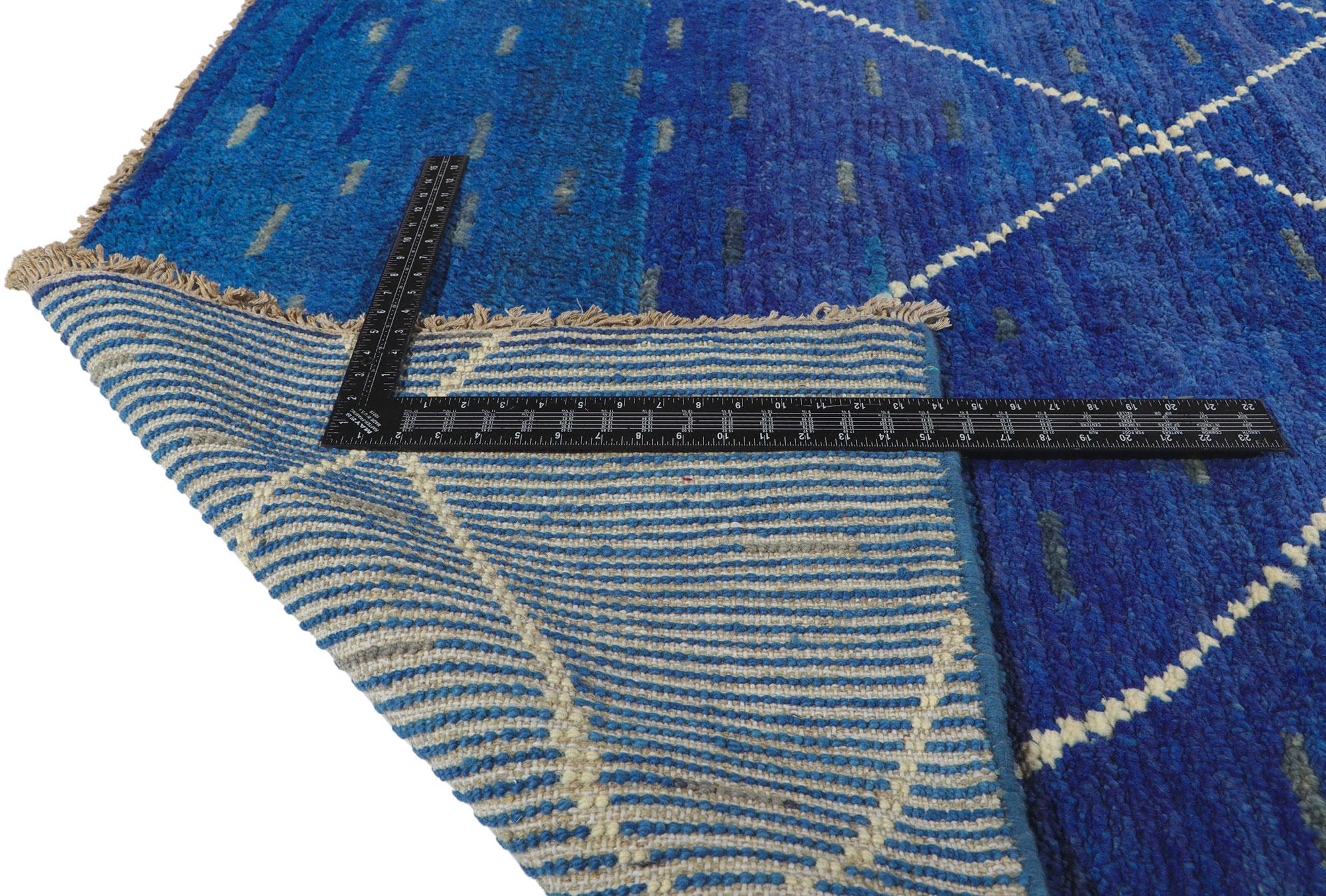 New Contemporary Blue Moroccan Trellis Rug In New Condition For Sale In Dallas, TX