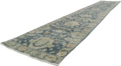 New Modern Blue Oushak Rug with Transitional Style