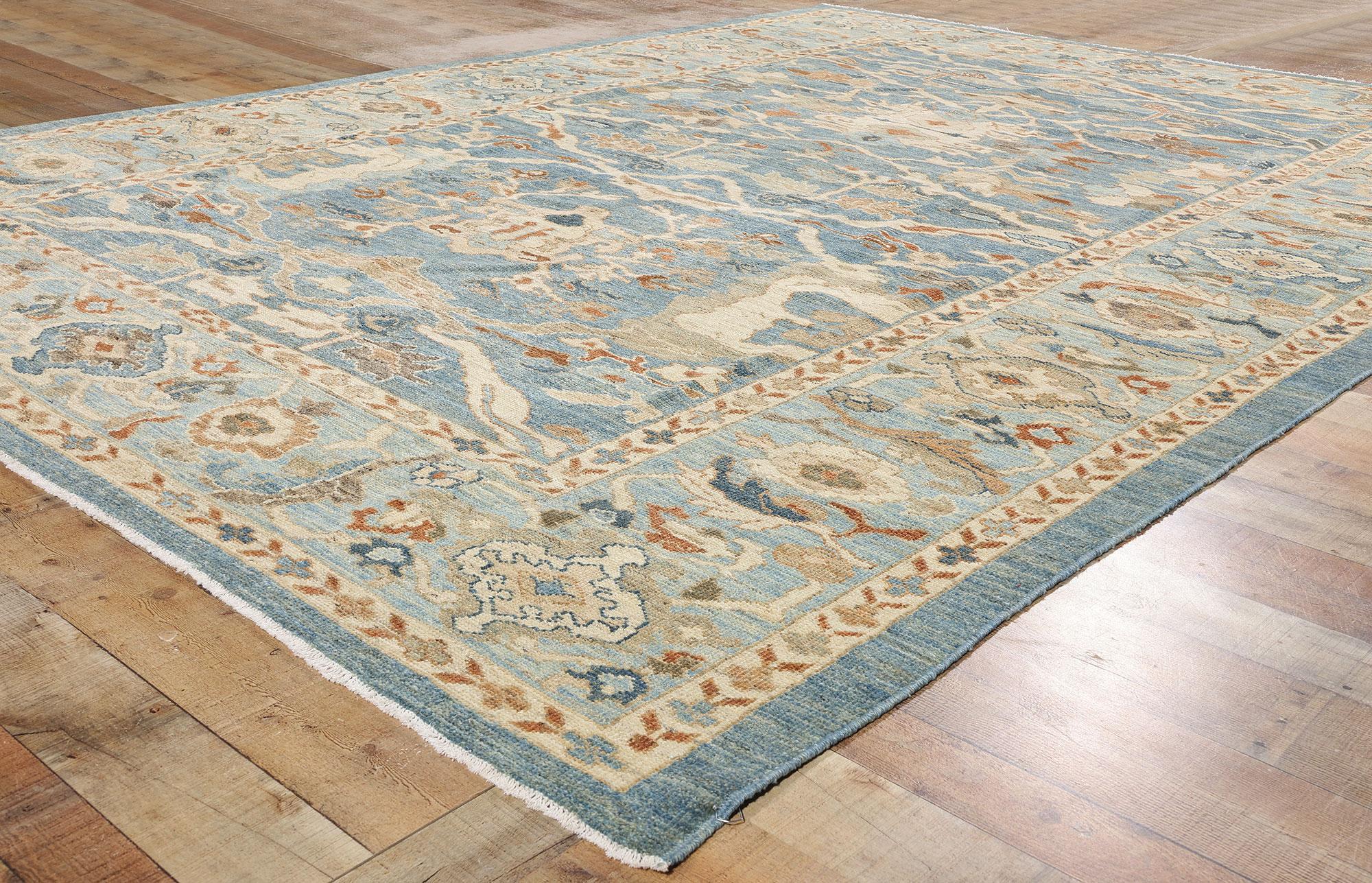 New Contemporary Blue Persian Sultanabad Rug (tapis persan bleu) en vente 4