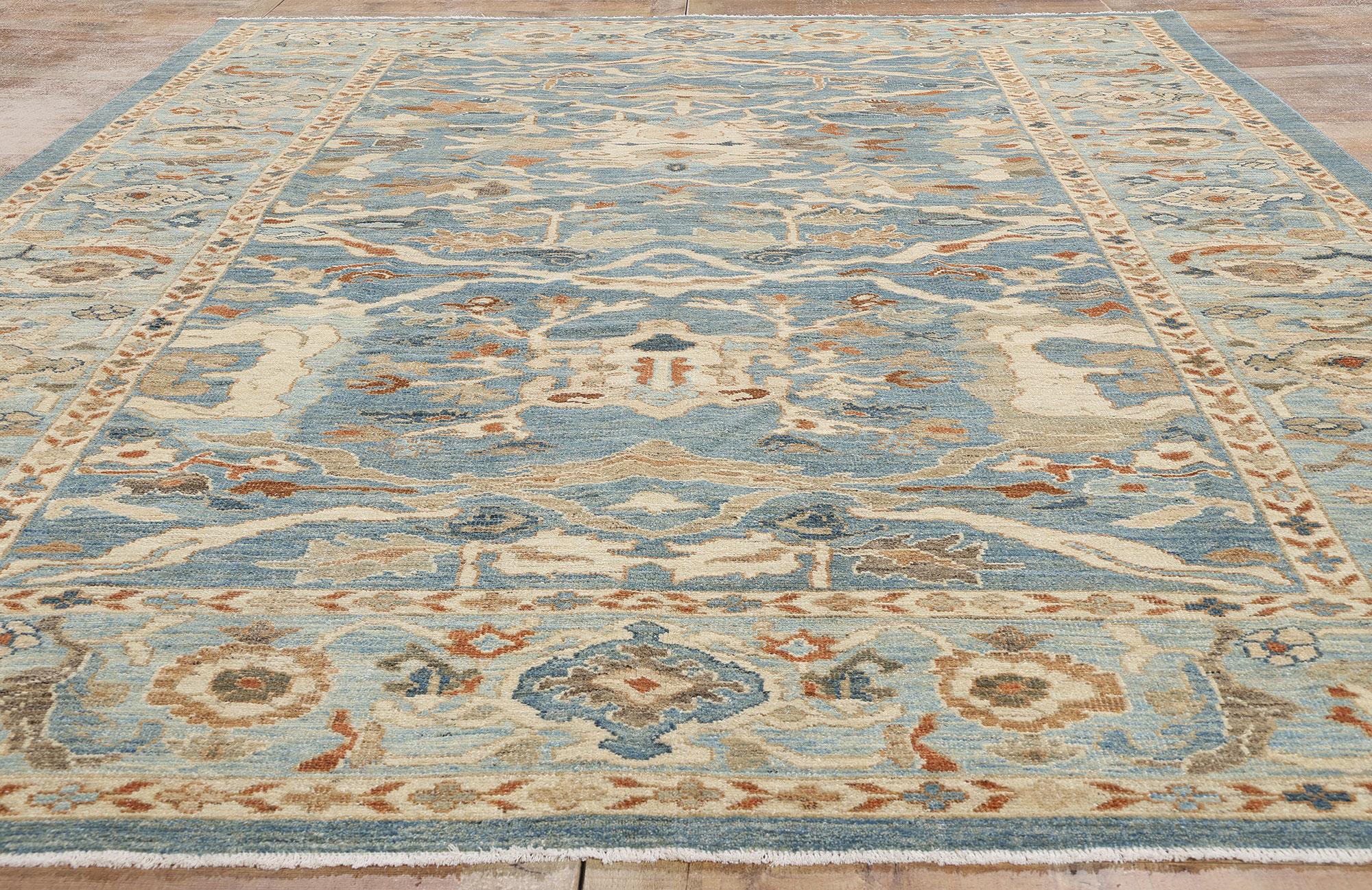 New Contemporary Blue Persian Sultanabad Rug (tapis persan bleu) en vente 6