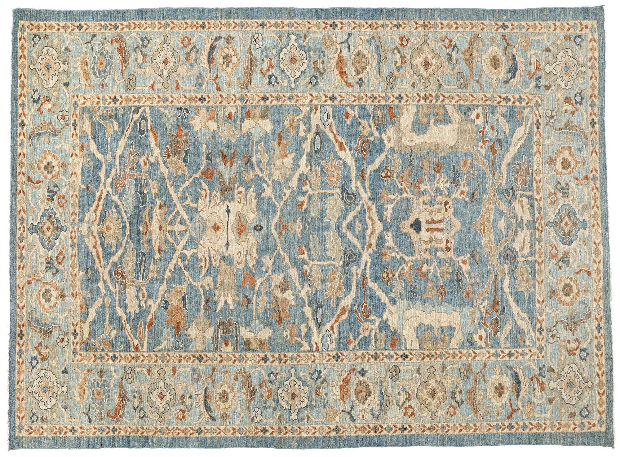 New Contemporary Blue Persian Sultanabad Rug (tapis persan bleu) en vente 10