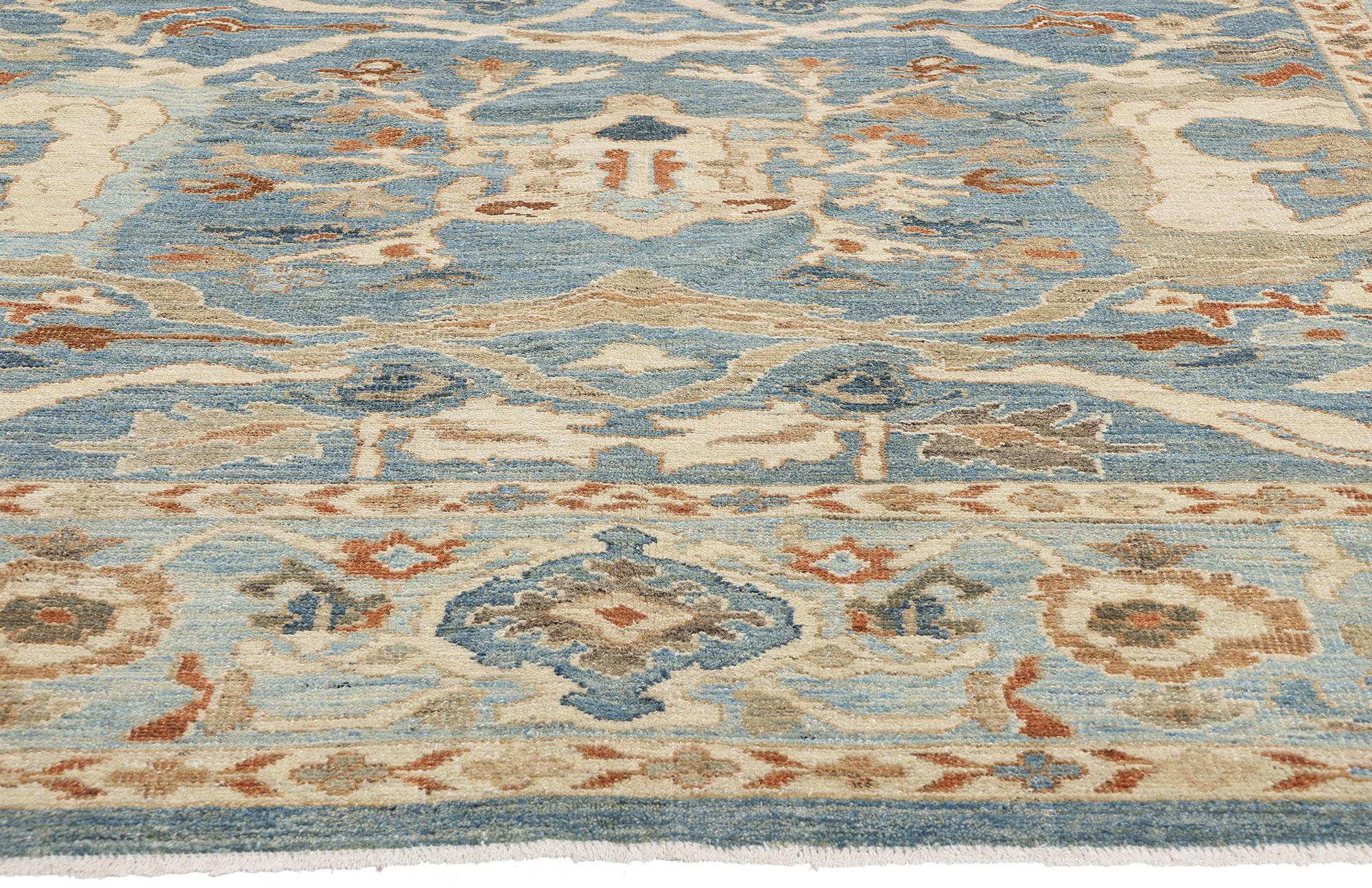 XXIe siècle et contemporain New Contemporary Blue Persian Sultanabad Rug (tapis persan bleu) en vente