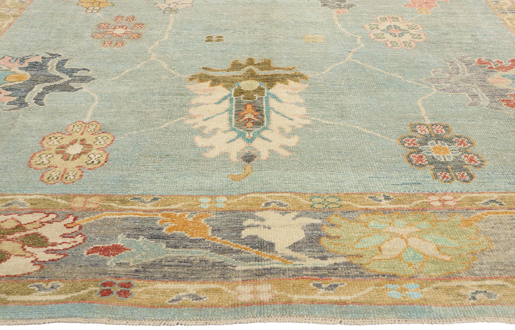 New Contemporary Blau Türkisch Oushak Teppich, 09'11 x 14'10 im Zustand „Neu“ im Angebot in Dallas, TX