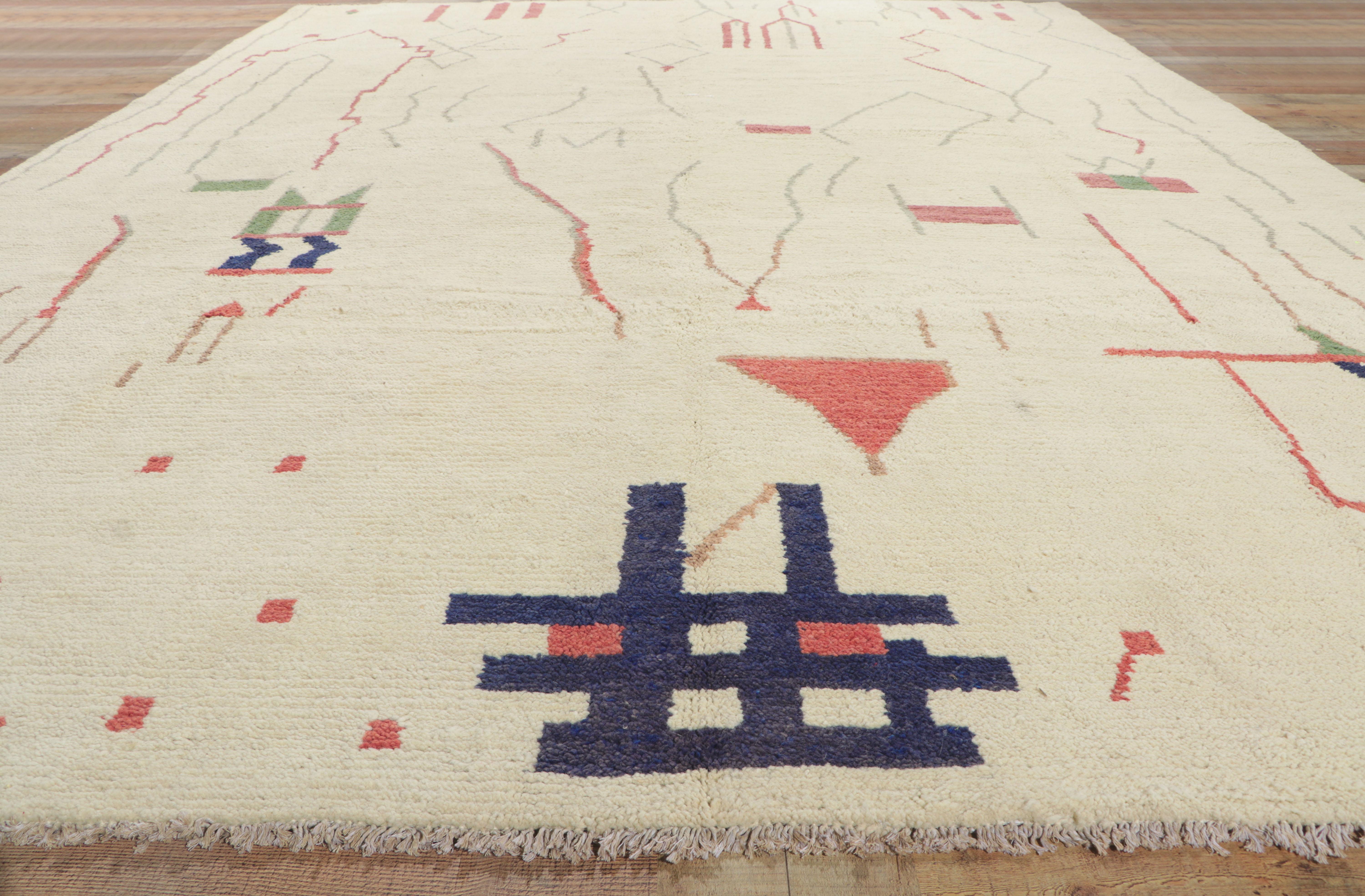 Wool New Contemporary Brutalist Moroccan Carpet with Modern Style, 10'02 x 13'10 For Sale