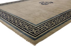 New Contemporary Chinese Area Rug with Modern Qing Style and Greek Key Border