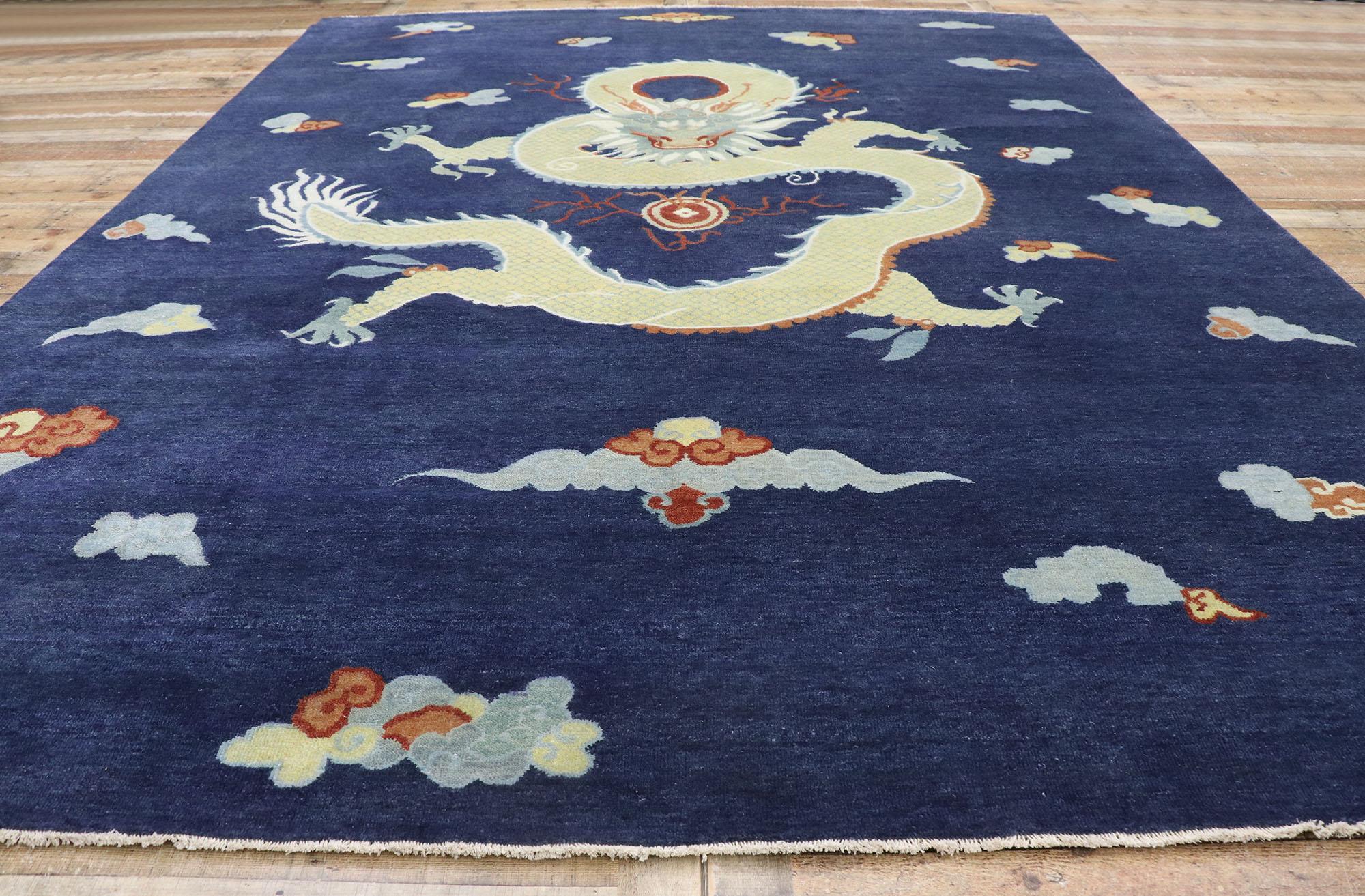 New Contemporary Chinese Art Deco Style Dragon Pictorial Rug In New Condition In Dallas, TX