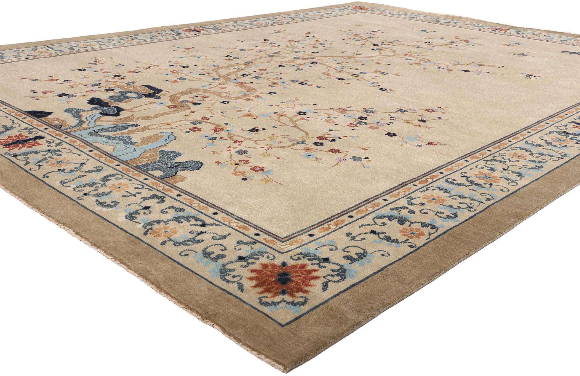 31346 Tappeto moderno cinese Art Deco, 10'02 x 13'03. Una fusione mozzafiato di eredità artistica e artigianato moderno: questo tappeto Art Déco cinese in lana annodato a mano trae ispirazione dalla grandezza del design dei primi anni del XX secolo,