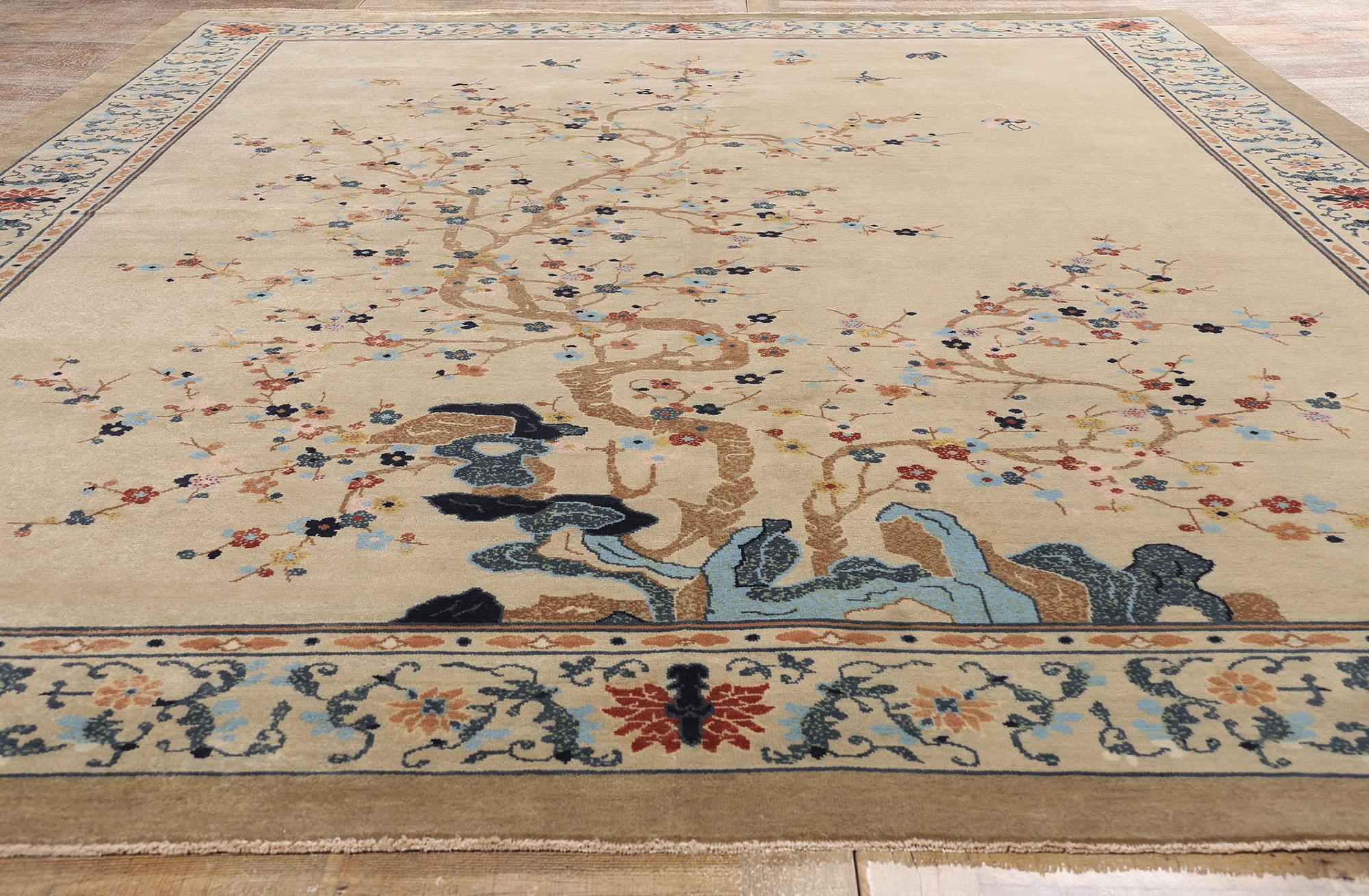 Annodato a mano New Contemporary Chinese Art Deco Rug con stile moderno in vendita