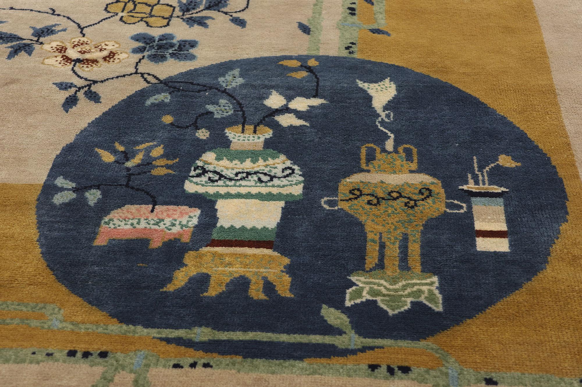 Wool New Contemporary Chinese Art Deco Rug with Modern Style For Sale