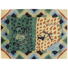 New Contemporary Chinese Art Deco Style Pictorial Dragon Rug