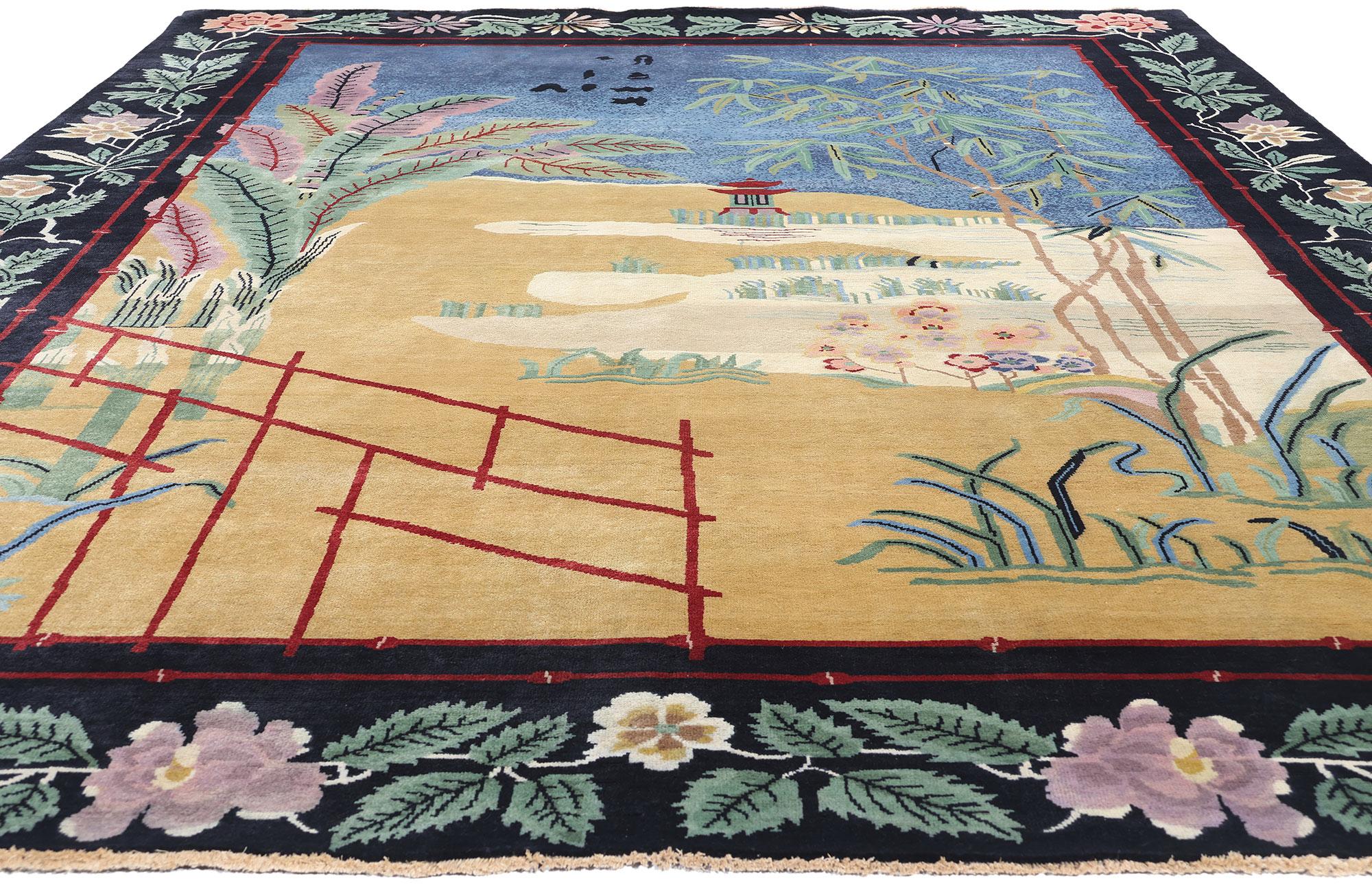 New Contemporary Chinese Art Deco Style Pictorial Rug. 08'09 x 11'09 (Art déco) im Angebot