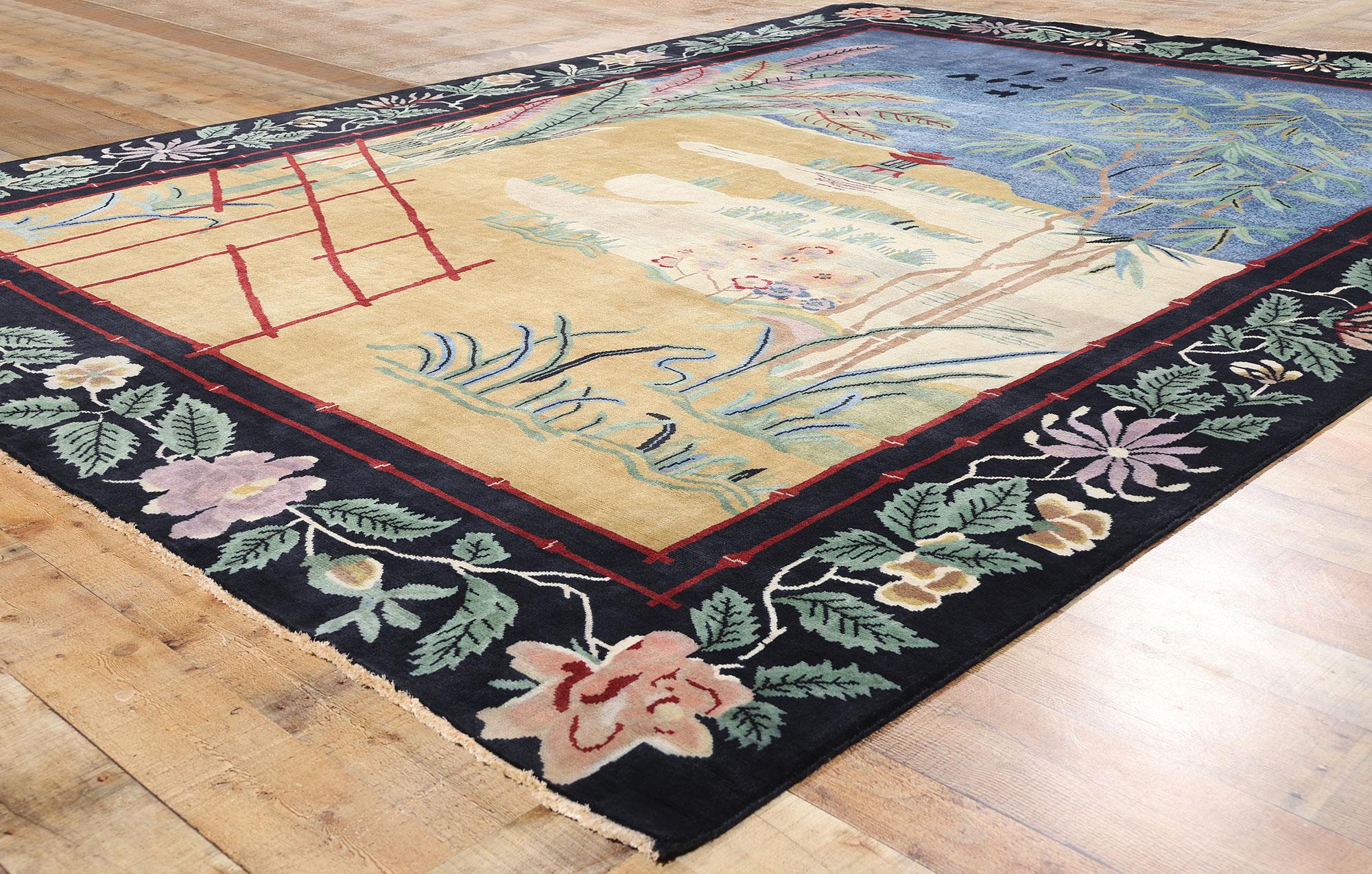 New Contemporary Chinese Art Deco Style Pictorial Rug. 08'09 x 11'09 (21. Jahrhundert und zeitgenössisch) im Angebot