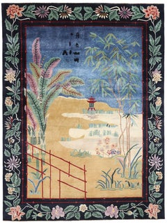 New Contemporary Chinese Art Deco Style Pictorial Rug. 08'09 x 11'09