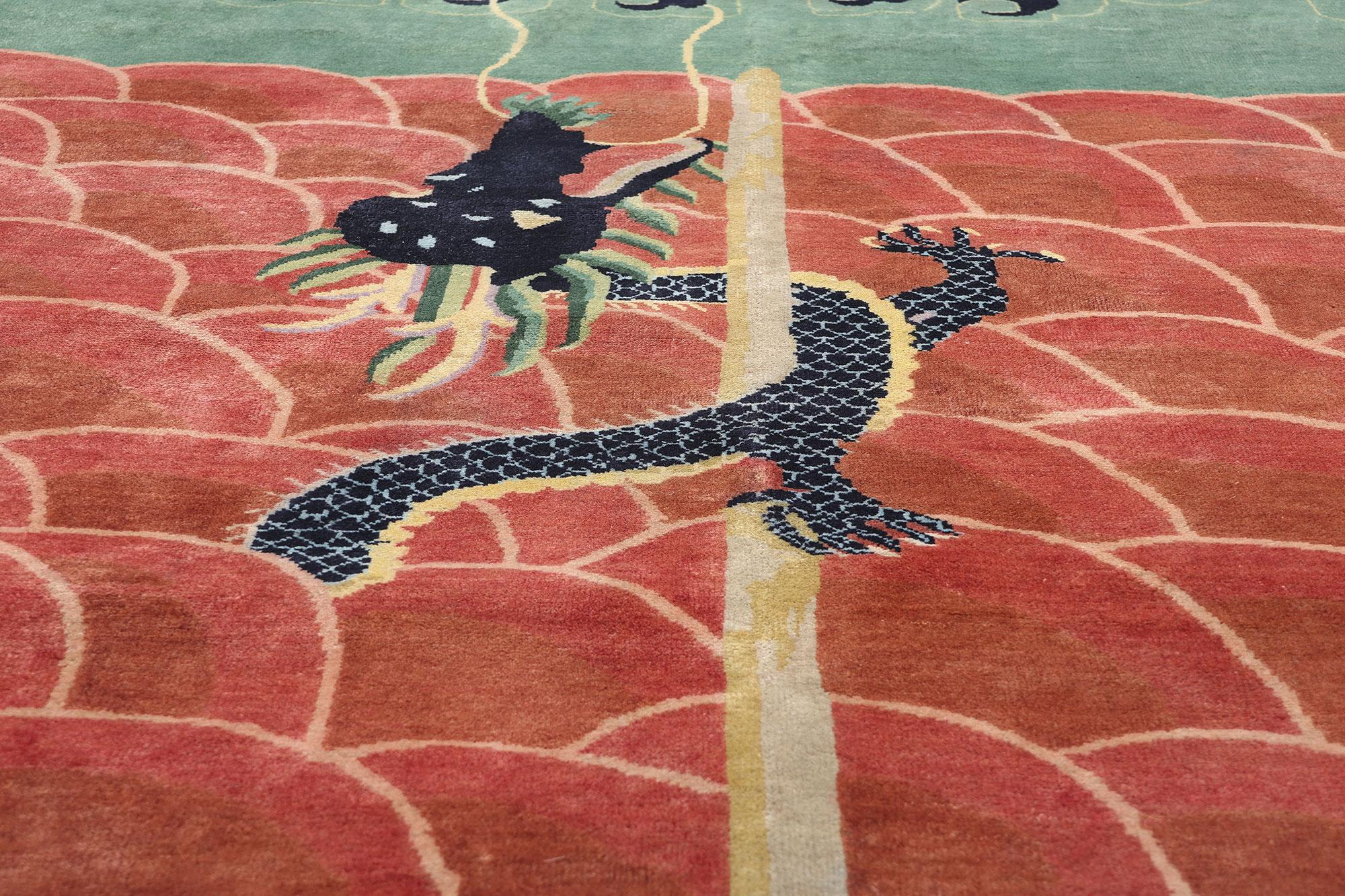 New Contemporary Chinese Art Deco Style Pictorial Rug, 09'11 x 13'05 In New Condition For Sale In Dallas, TX