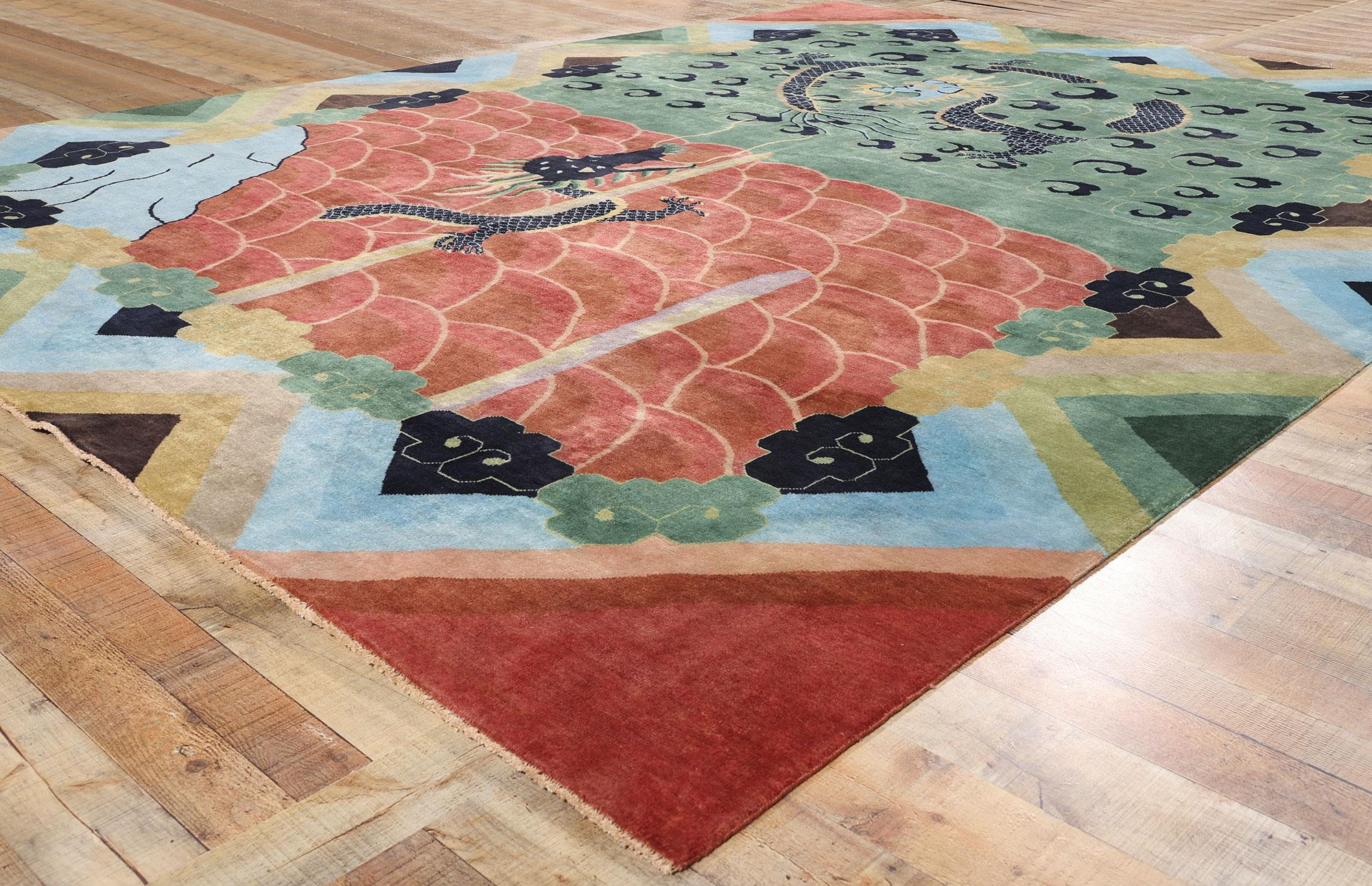 New Contemporary Chinese Art Deco Style Pictorial Rug, 09'11 x 13'05 For Sale 1