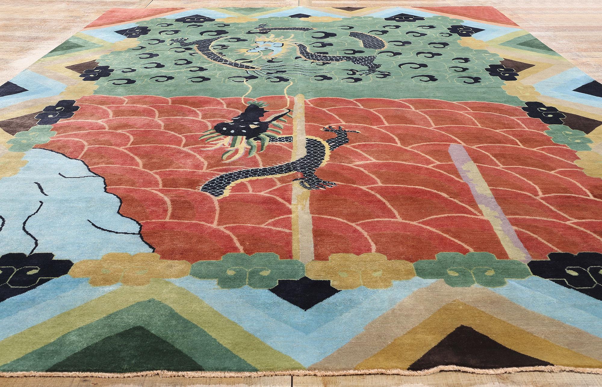 New Contemporary Chinese Art Deco Style Pictorial Rug, 09'11 x 13'05 For Sale 2