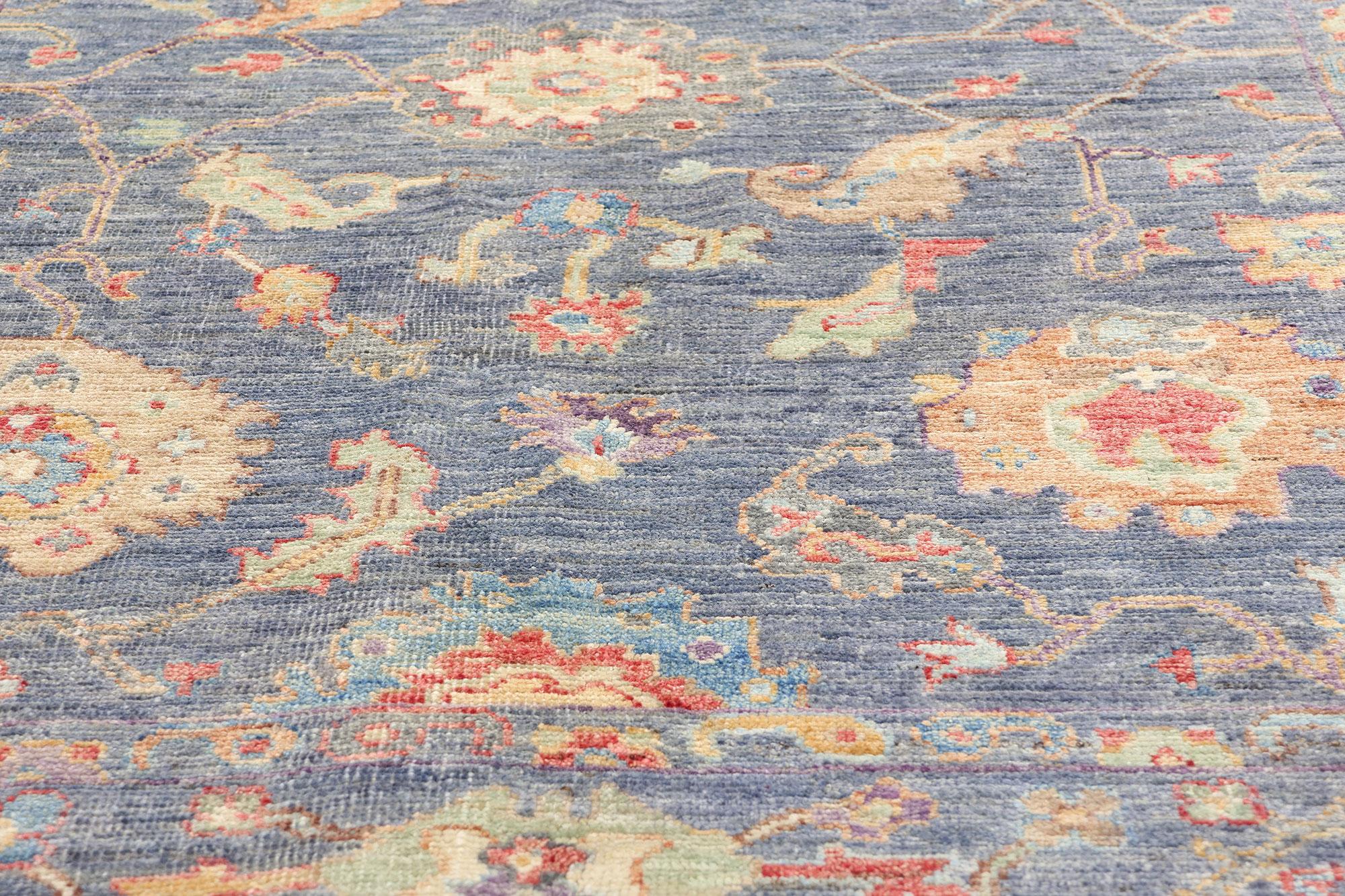 New Contemporary Colorful Blue Oushak Rug (tapis Oushak contemporain aux couleurs vives) Neuf - En vente à Dallas, TX