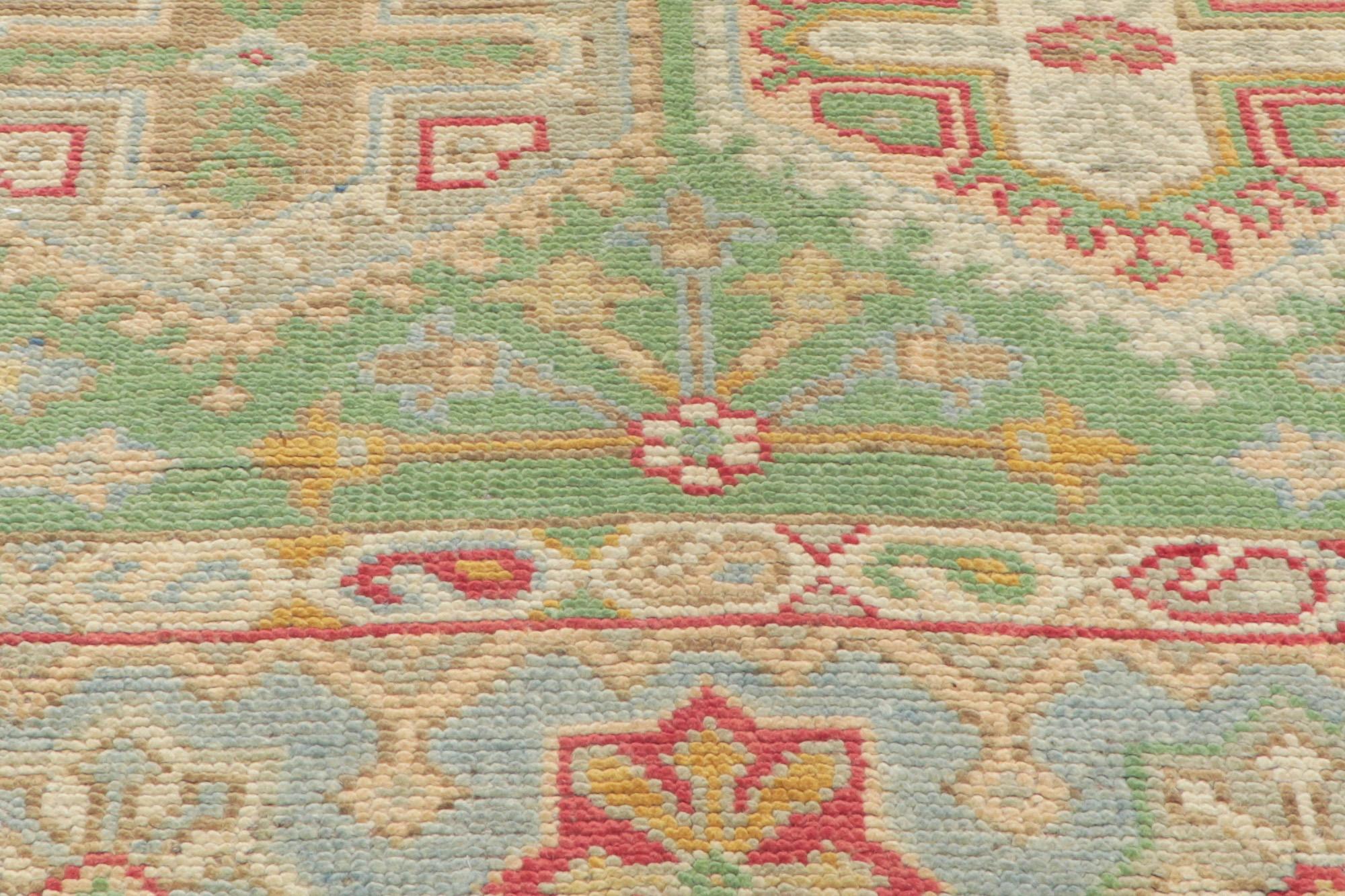New Contemporary Colorful Green Oushak Rug with Modern Style In New Condition For Sale In Dallas, TX