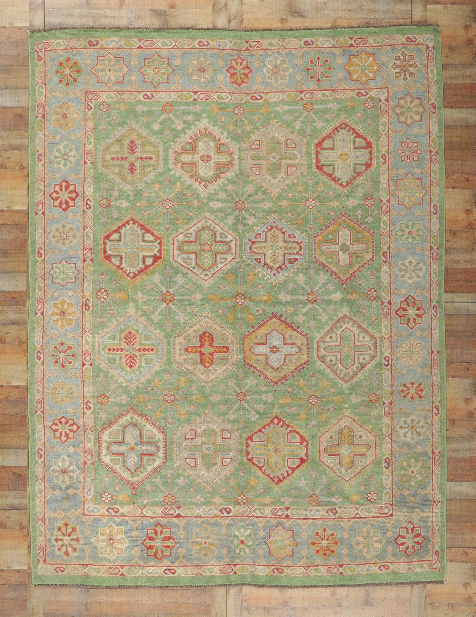 New Contemporary Colorful Green Oushak Rug with Modern Style For Sale 3