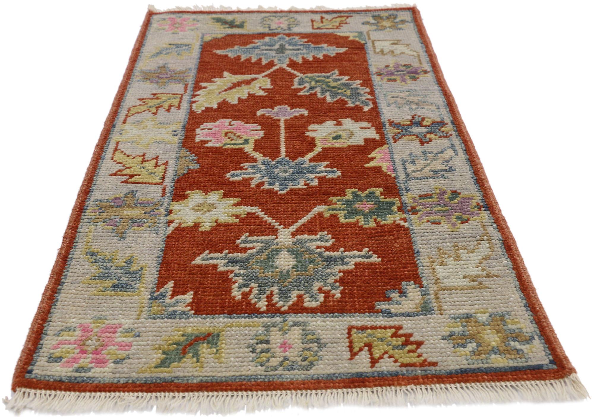 Indian New Contemporary Colorful Oushak Accent Rug for Entryway, Foyer, or Kitchen For Sale