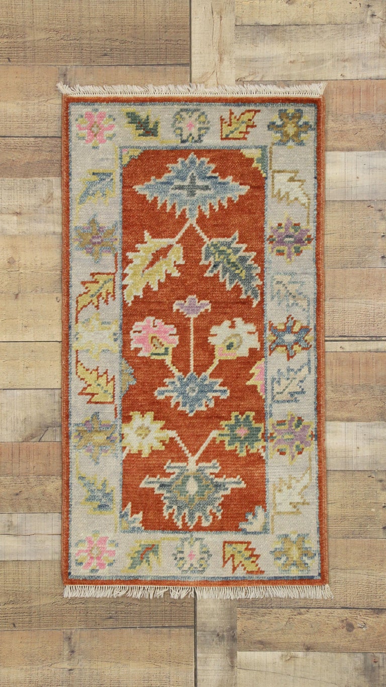 New Contemporary Colorful Oushak Accent Rug for Entryway, Foyer, or ...