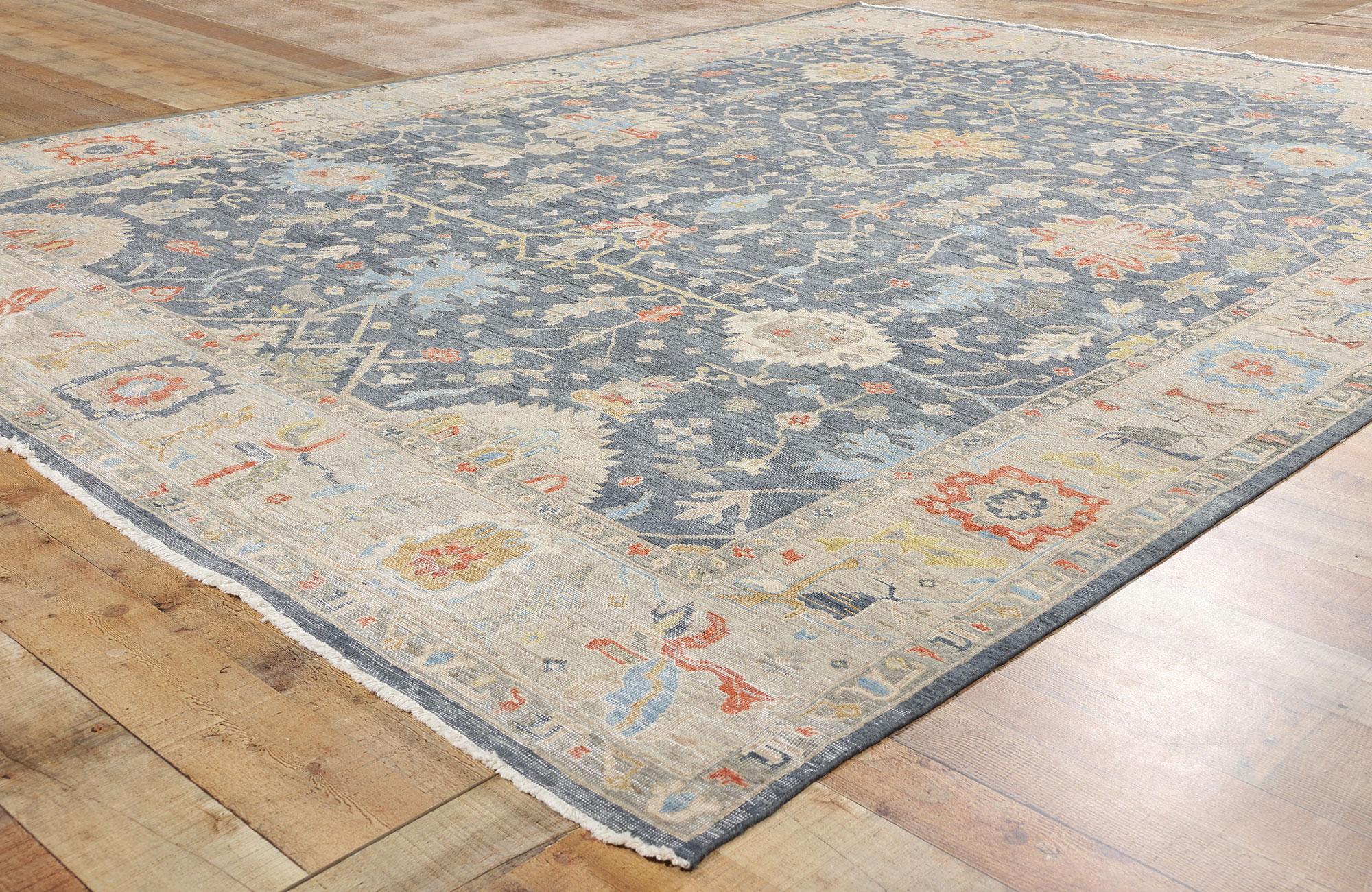 Nueva alfombra contemporánea Oushak de colores Lana en venta