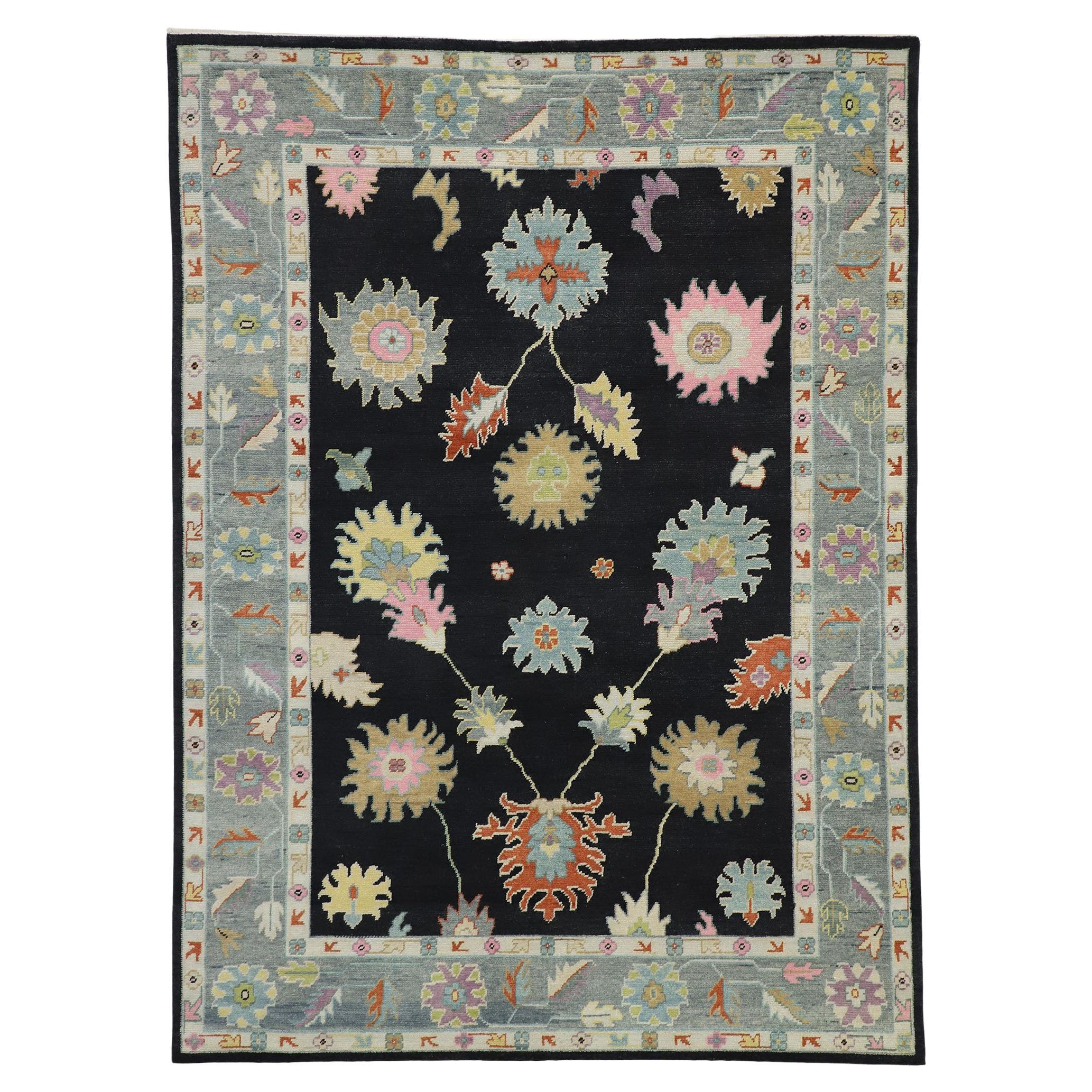 New Contemporary Colorful Oushak Rug