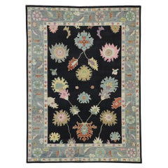 New Contemporary Colorful Oushak Rug (tapis contemporain coloré)