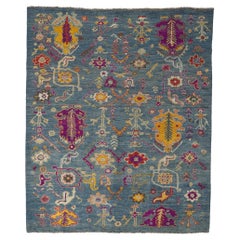 New Contemporary Colorful Oushak Rug