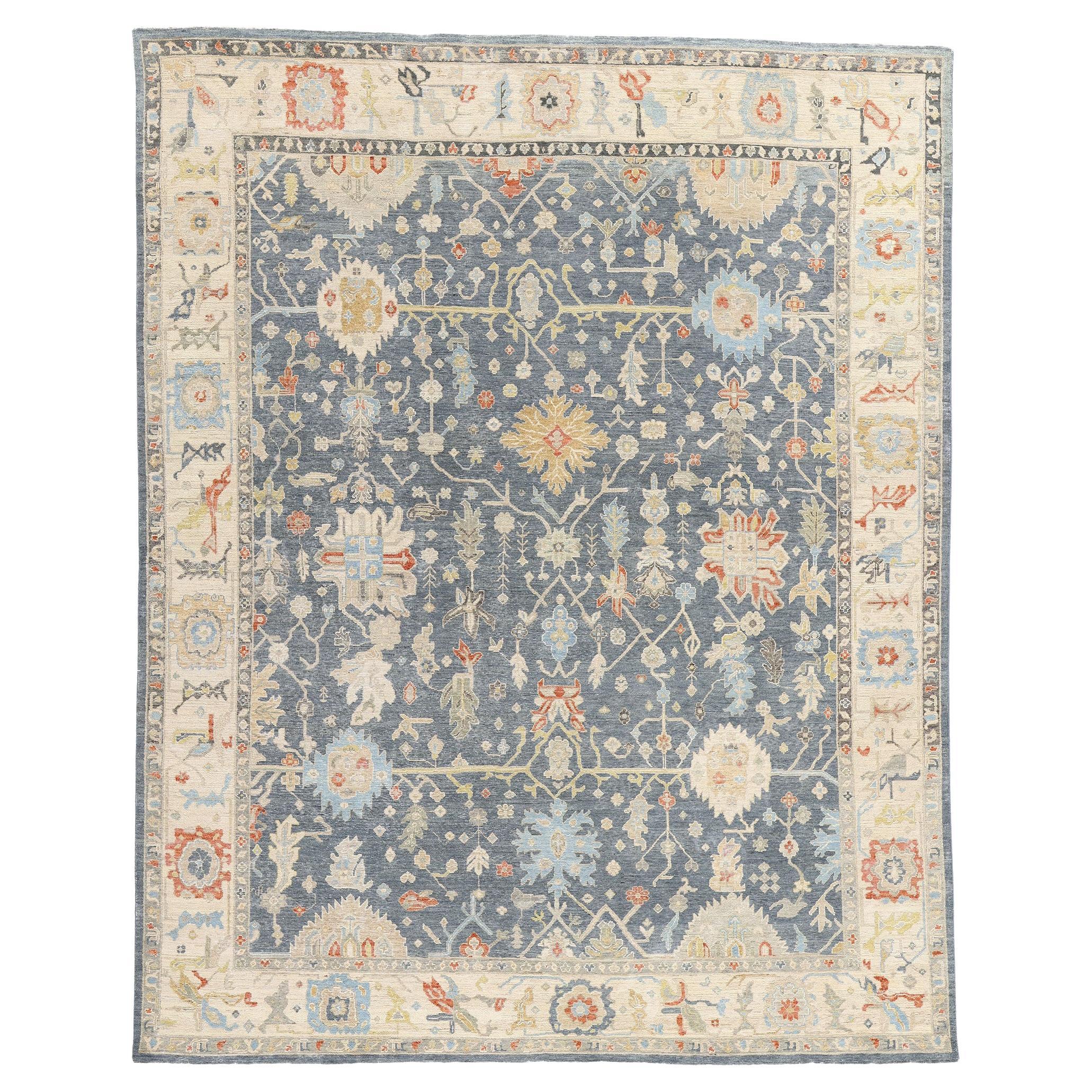 New Contemporary Colorful Oushak Rug