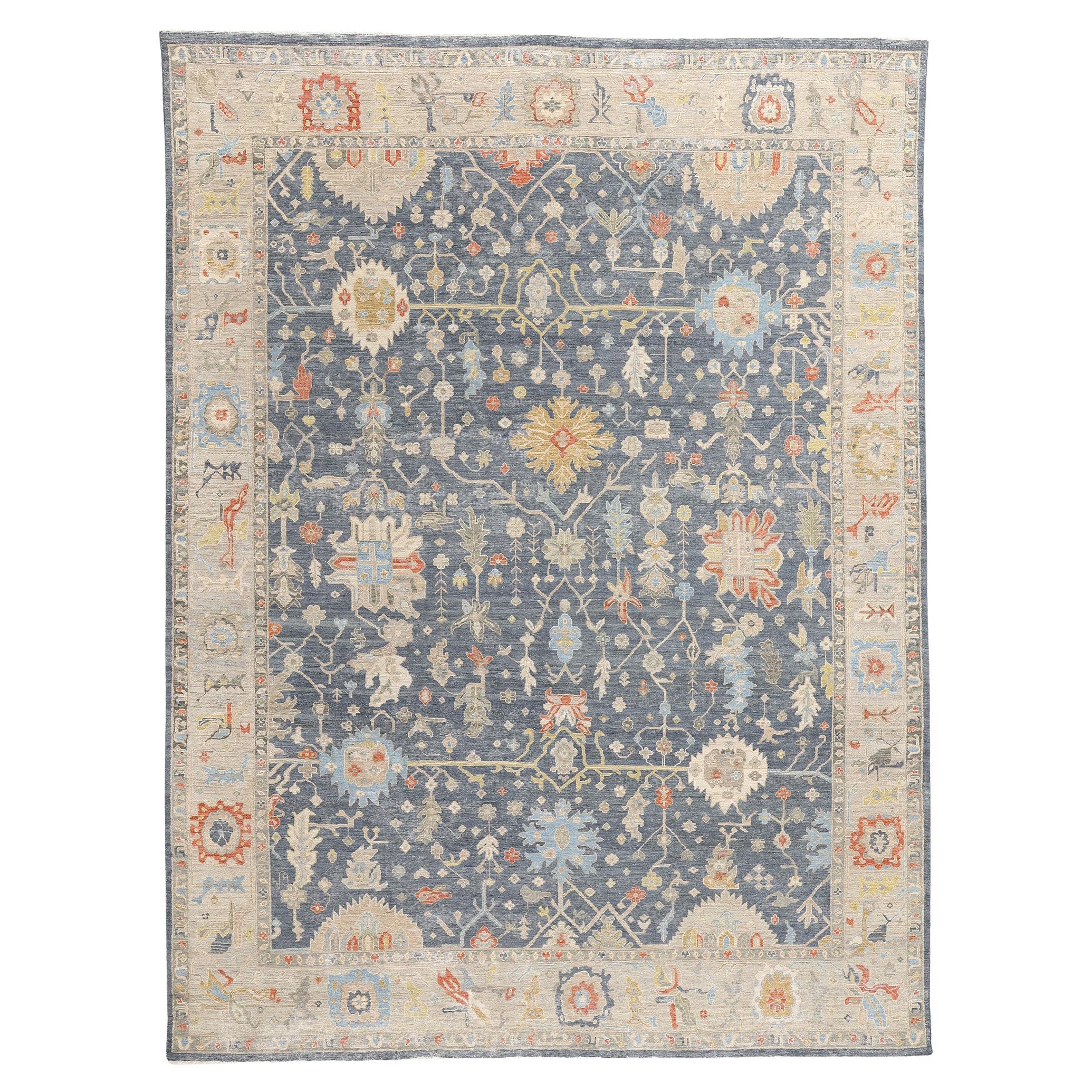 New Contemporary Colorful Oushak Rug