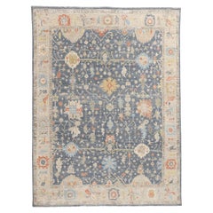 New Contemporary Colorful Oushak Rug (tapis contemporain coloré)