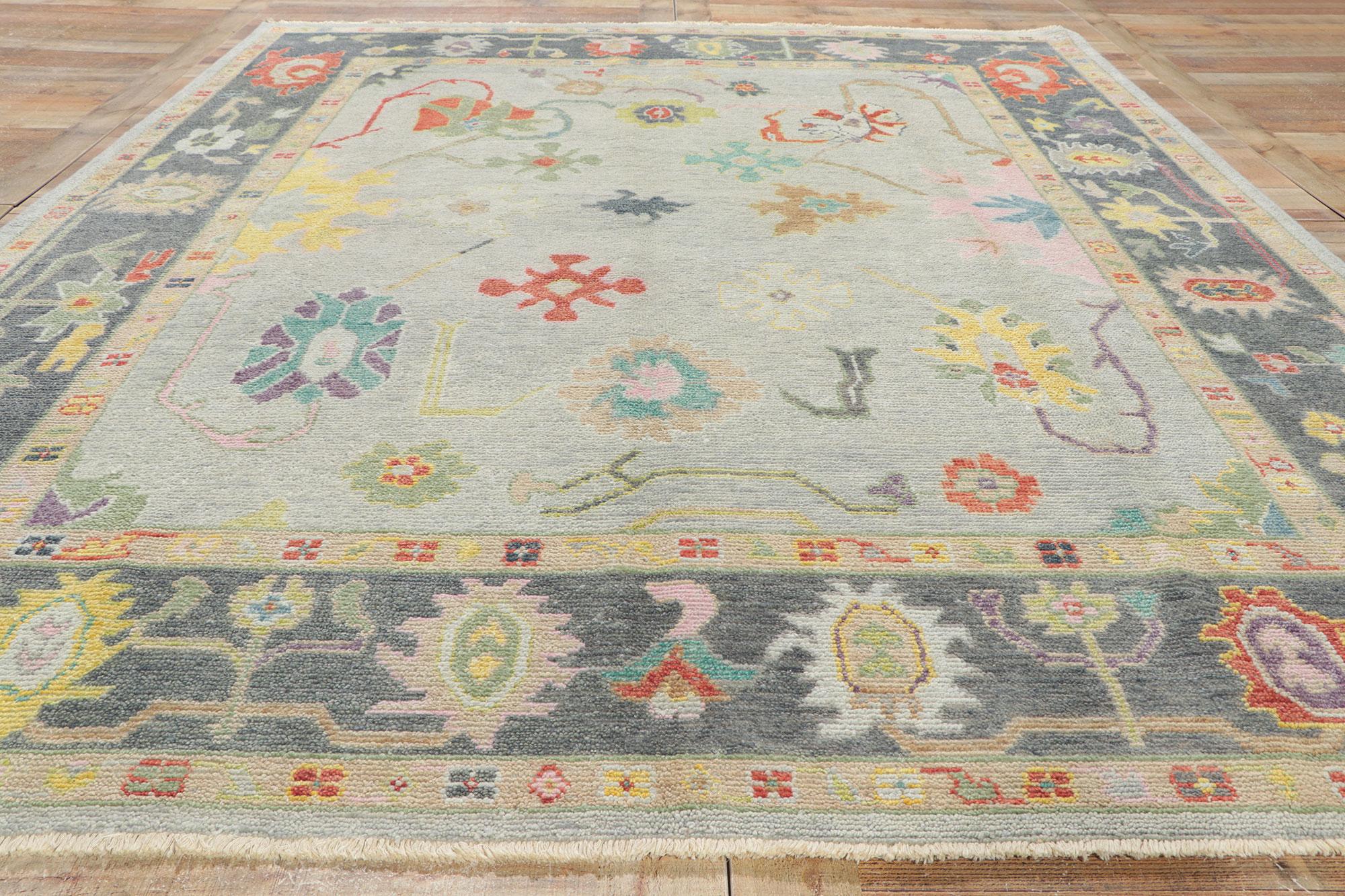 Nuovo tappeto contemporaneo in stile Oushak con stile Boho Chic e design moderno in vendita 3