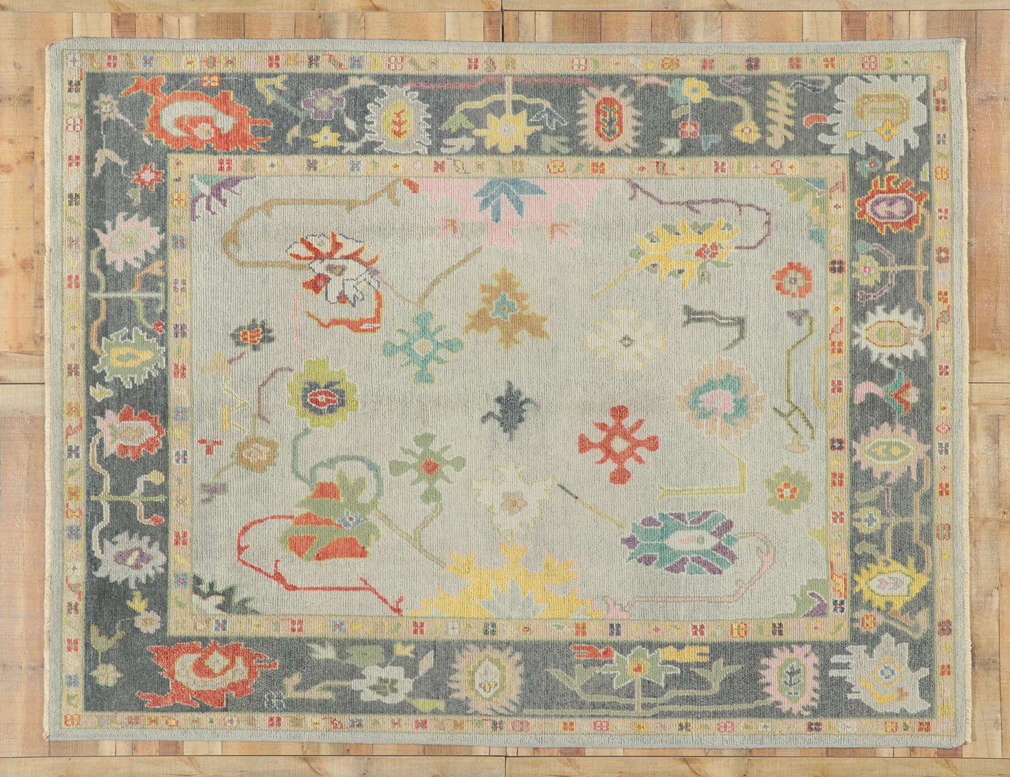 Nuovo tappeto contemporaneo in stile Oushak con stile Boho Chic e design moderno in vendita 5