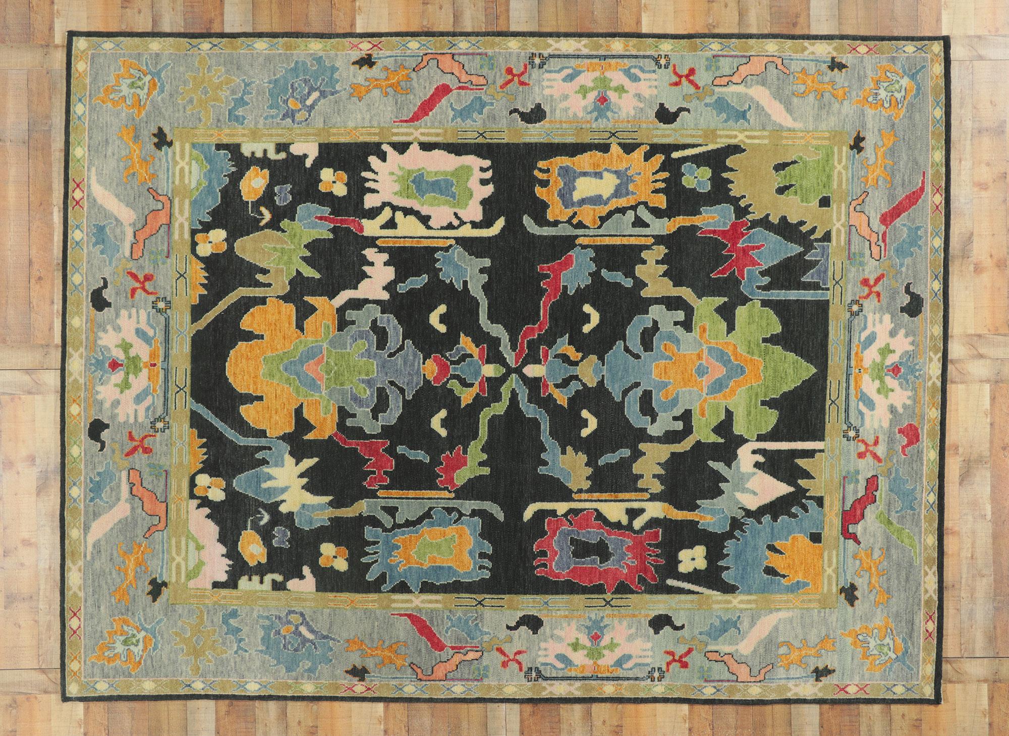 Colorful Oushak Rug, Timeless Elegance Meets Maximalist Style For Sale 1
