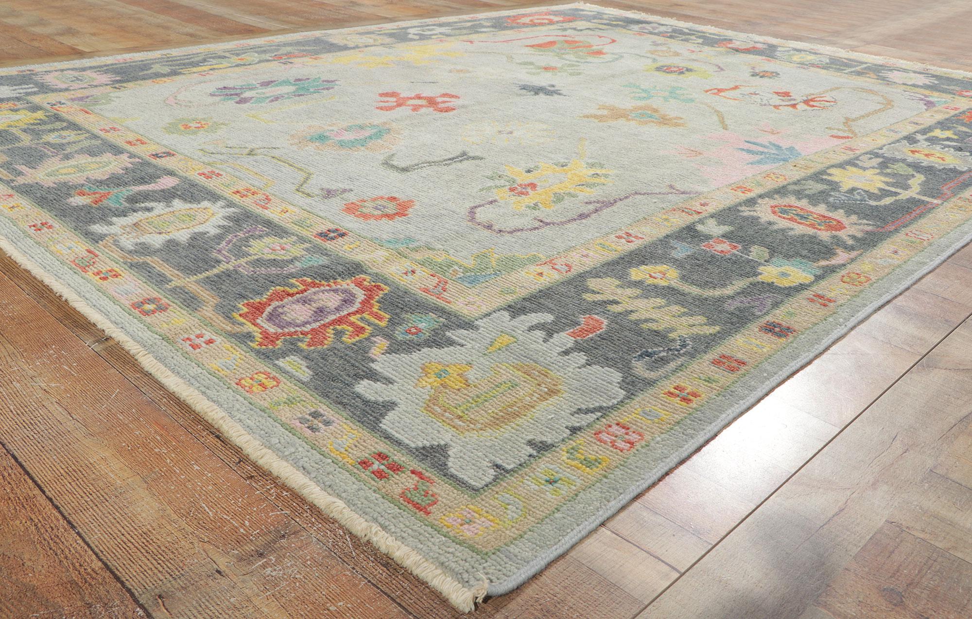 Nuovo tappeto contemporaneo in stile Oushak con stile Boho Chic e design moderno in vendita 2