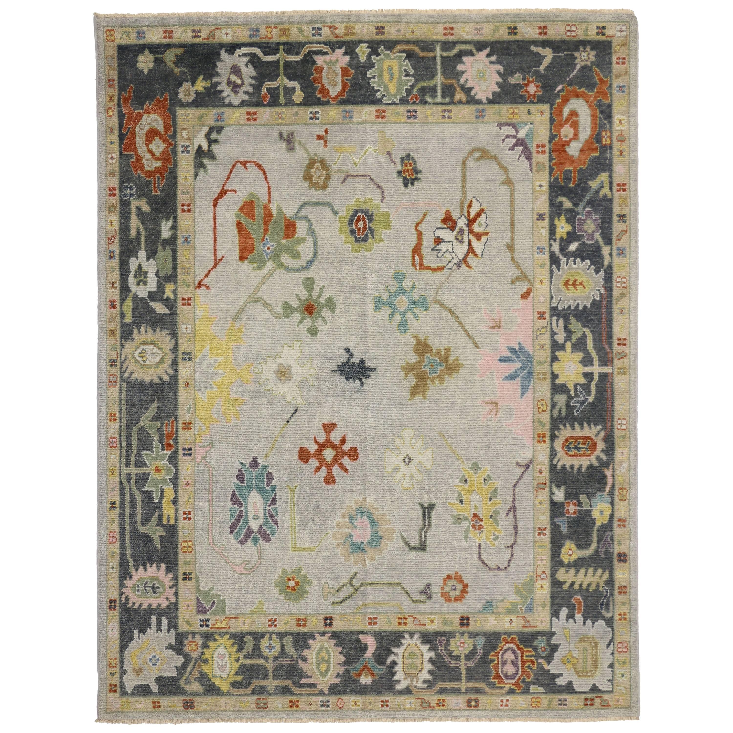 Nuovo tappeto contemporaneo in stile Oushak con stile Boho Chic e design moderno in vendita