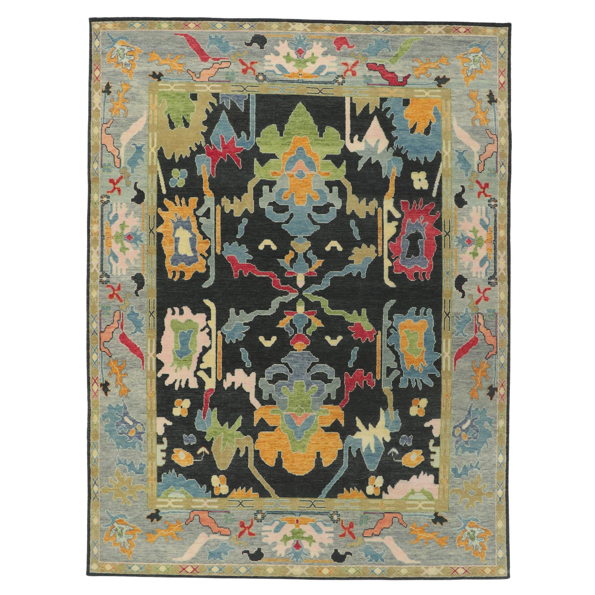 Colorful Oushak Rug, Timeless Elegance Meets Maximalist Style For Sale