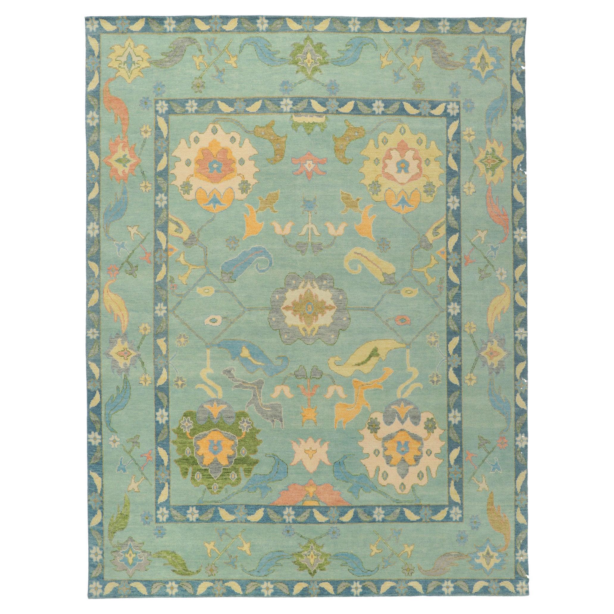 New Contemporary Colorful Oushak Rug with Modern Style