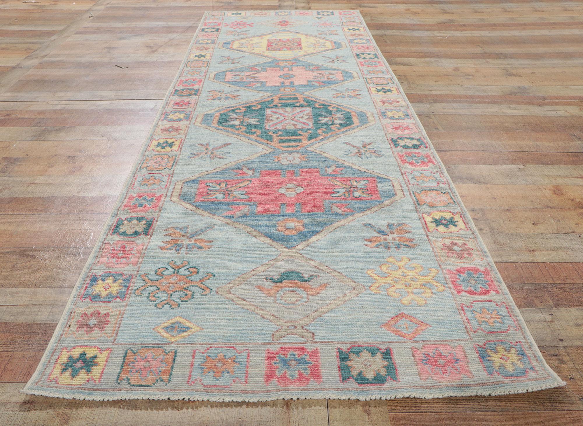 Lana New Contemporary Runner colorato in Oushak in vendita