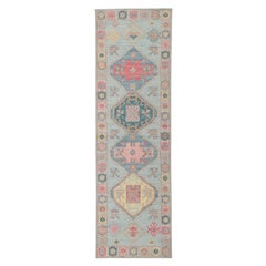 New Contemporary Colorful Oushak Runner with Modern Style