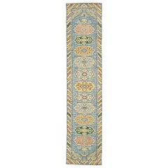 New Contemporary Colorful Oushak Runner with Modern Transitional Style