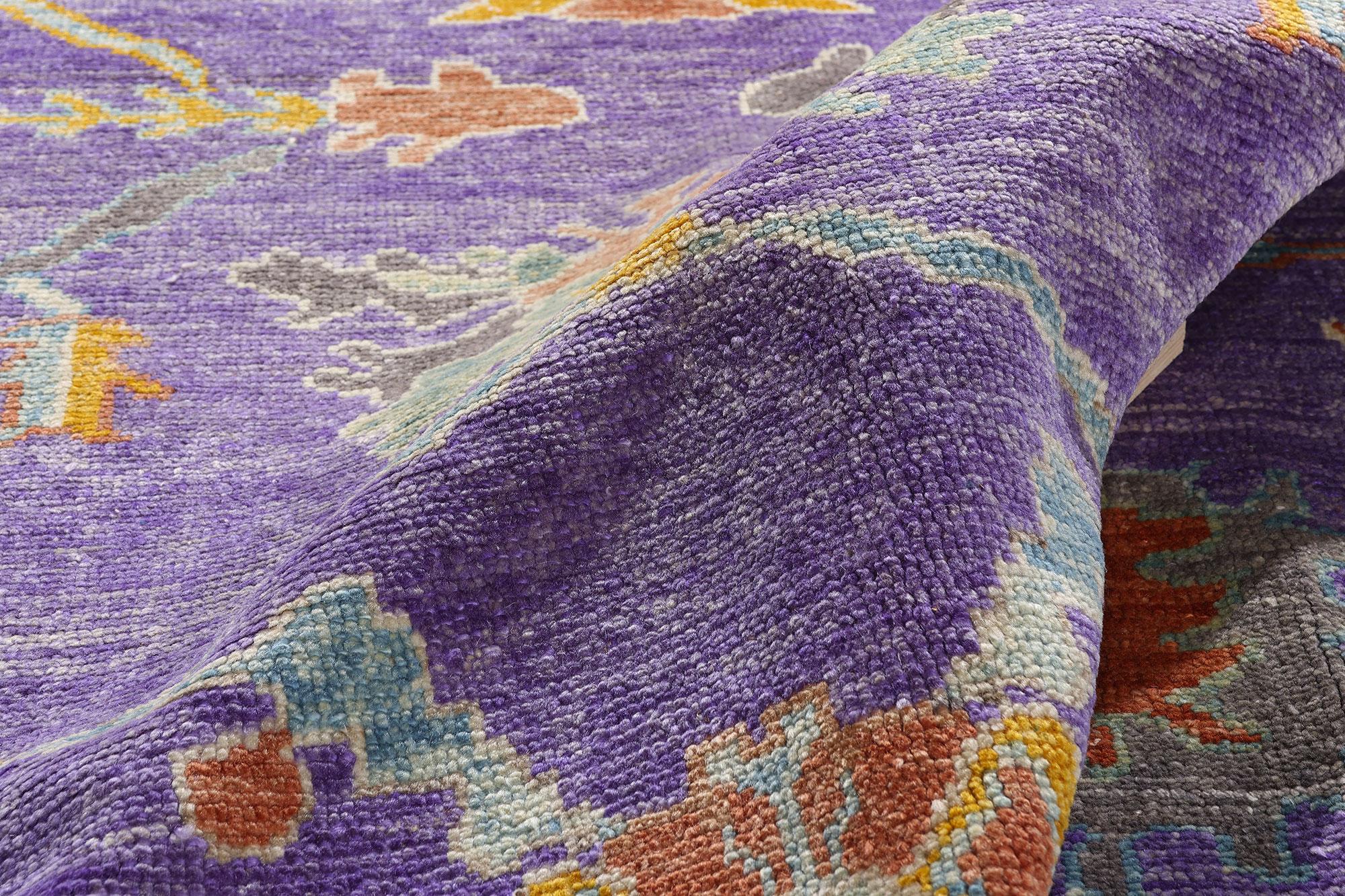 Türkischer Oushak-Teppich in Violett, moderne Eleganz trifft maximalistischen Charme im Angebot 4