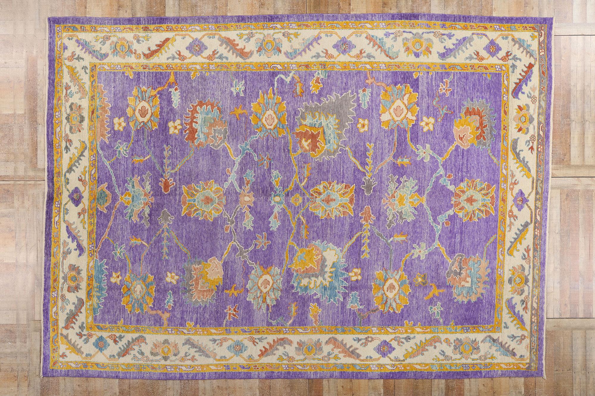 Türkischer Oushak-Teppich in Violett, moderne Eleganz trifft maximalistischen Charme im Angebot 11